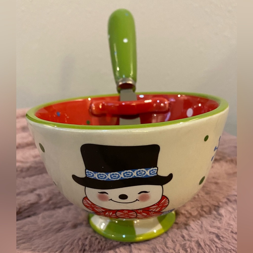 ⛄️❤️Christmas dip bowl with spreader • NWOT